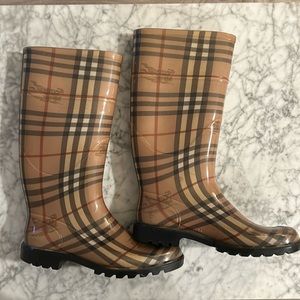 Burberry Haymarket Tall Rain Boots - Size 38